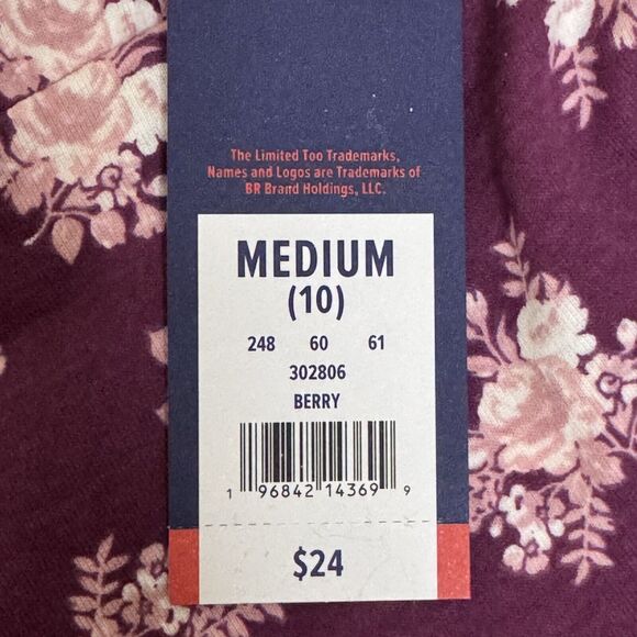 Limited Too Girls Floral Ruched Knit Blouse Top Pink Purple M 10 NWT - Picture 6 of 8